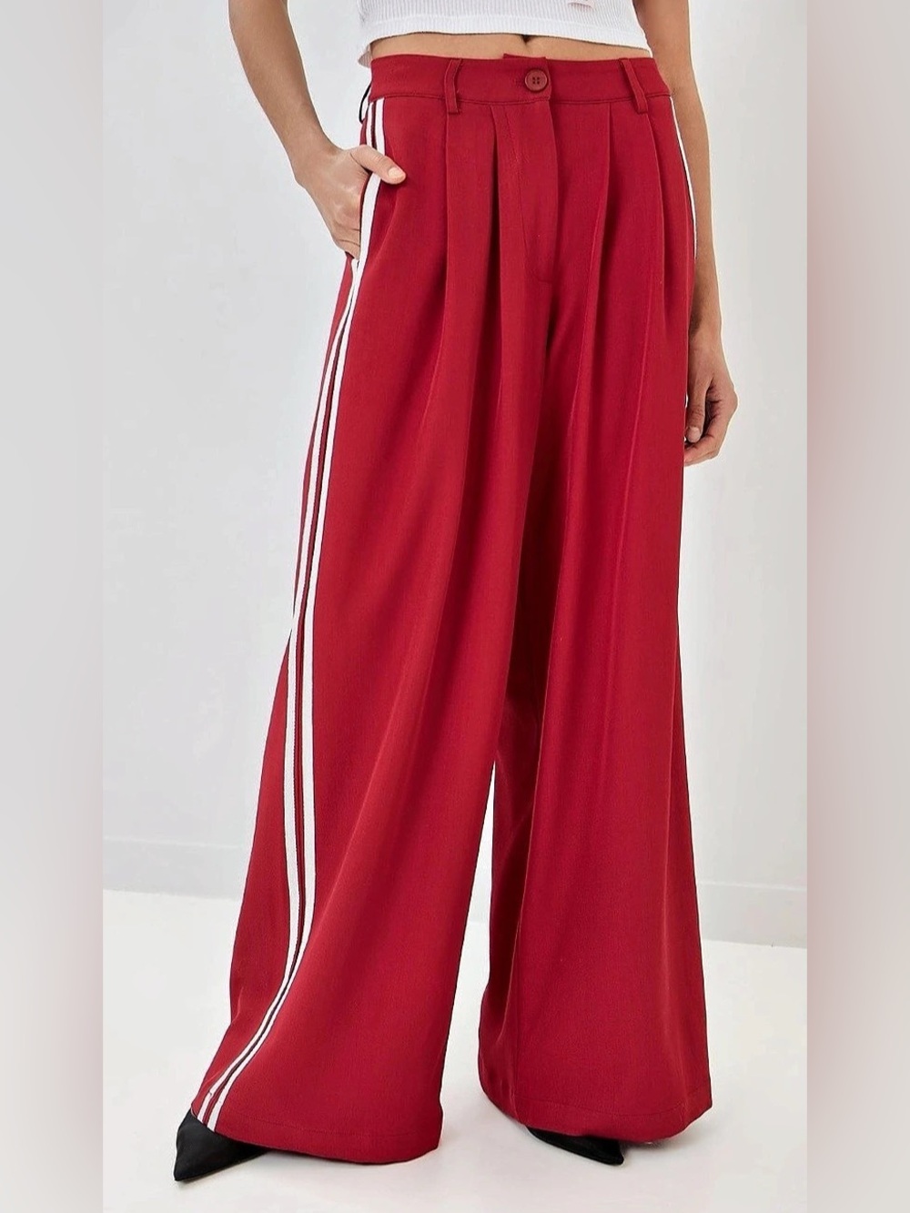 Lioness Serenity Pants Wide Leg Red & White XS